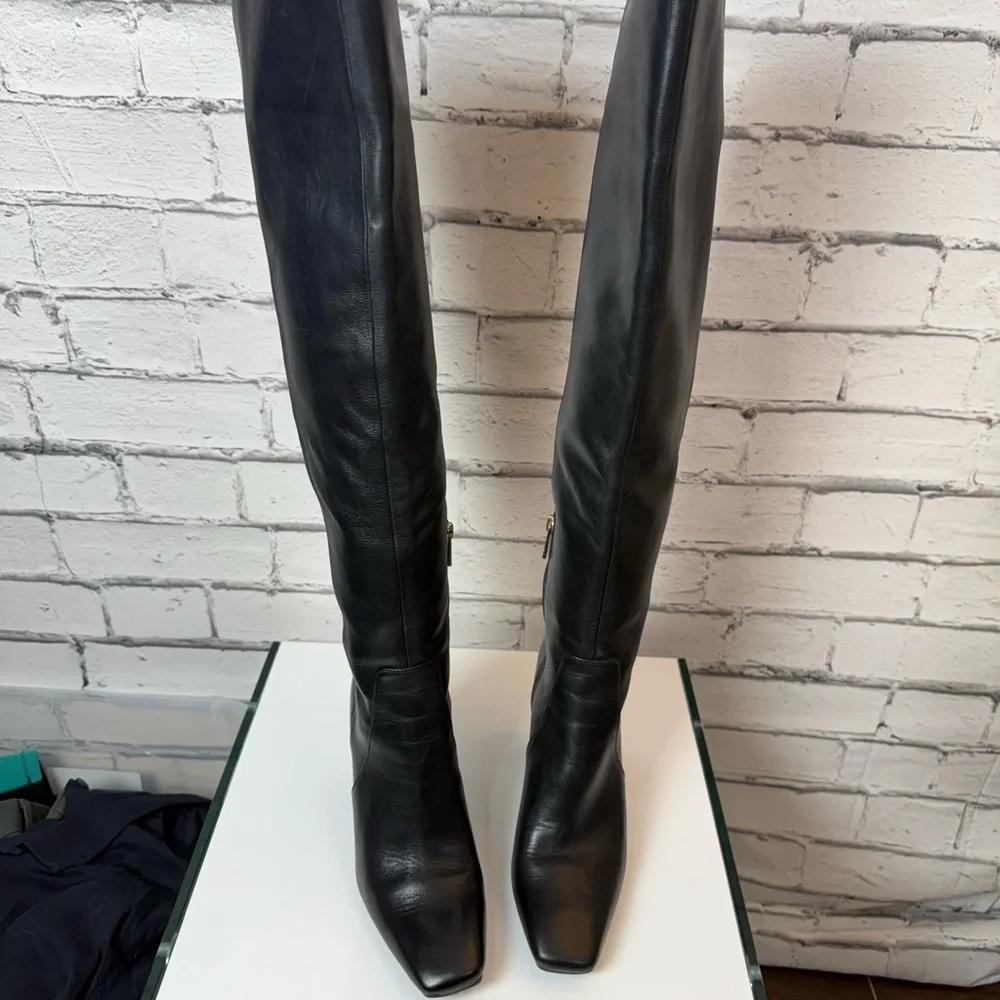 Naturalizer Womens Black Leather Over-The-Knee Boots Size 7.5 Block Heel